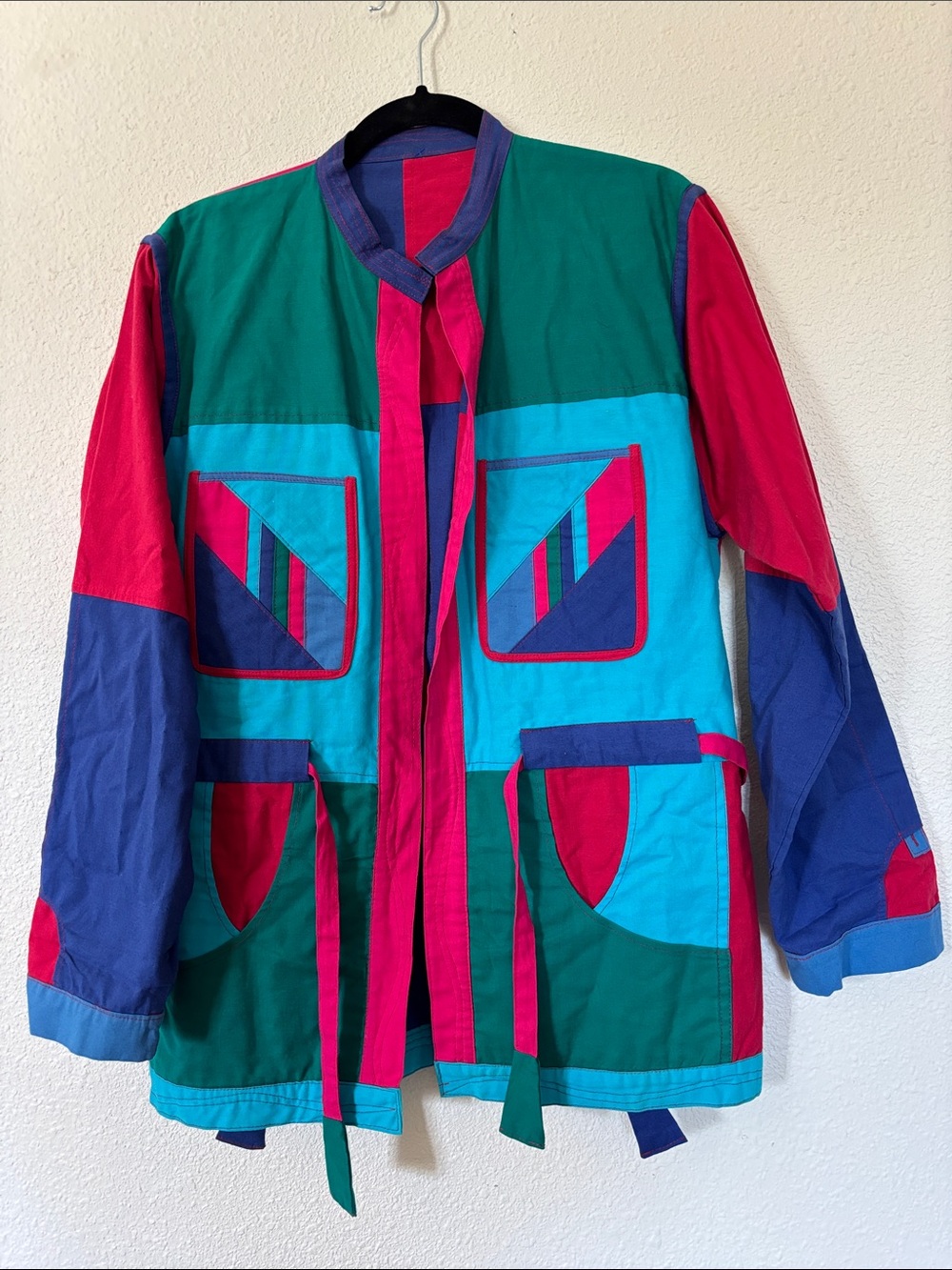 Vtg reversible colorblock patchwork jacket